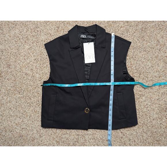ZARA women's Black VEST, Size Small slightly cropped styling, NWT - Picture 4 of 12